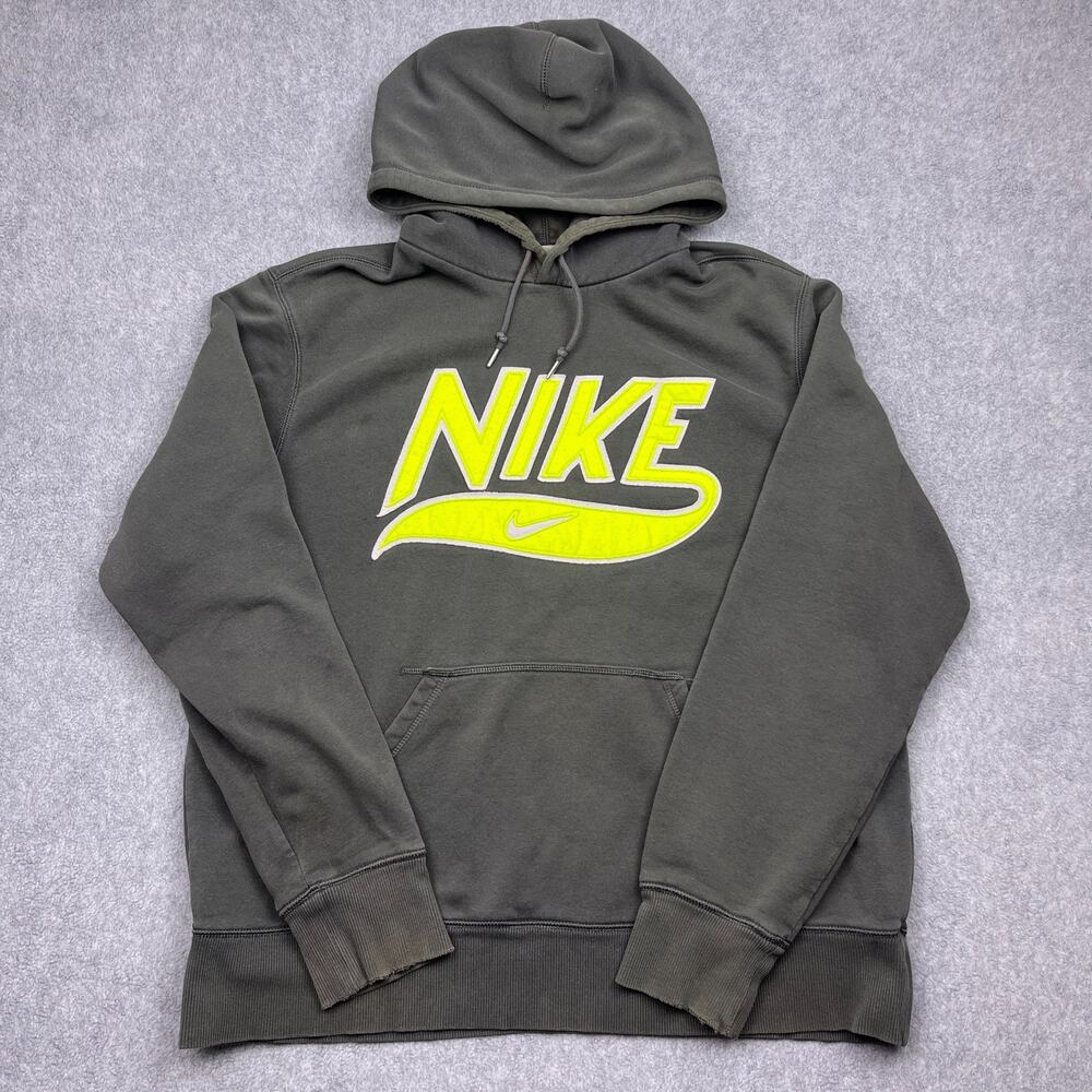 nike hoodie yellow gray swoosh pullover xl